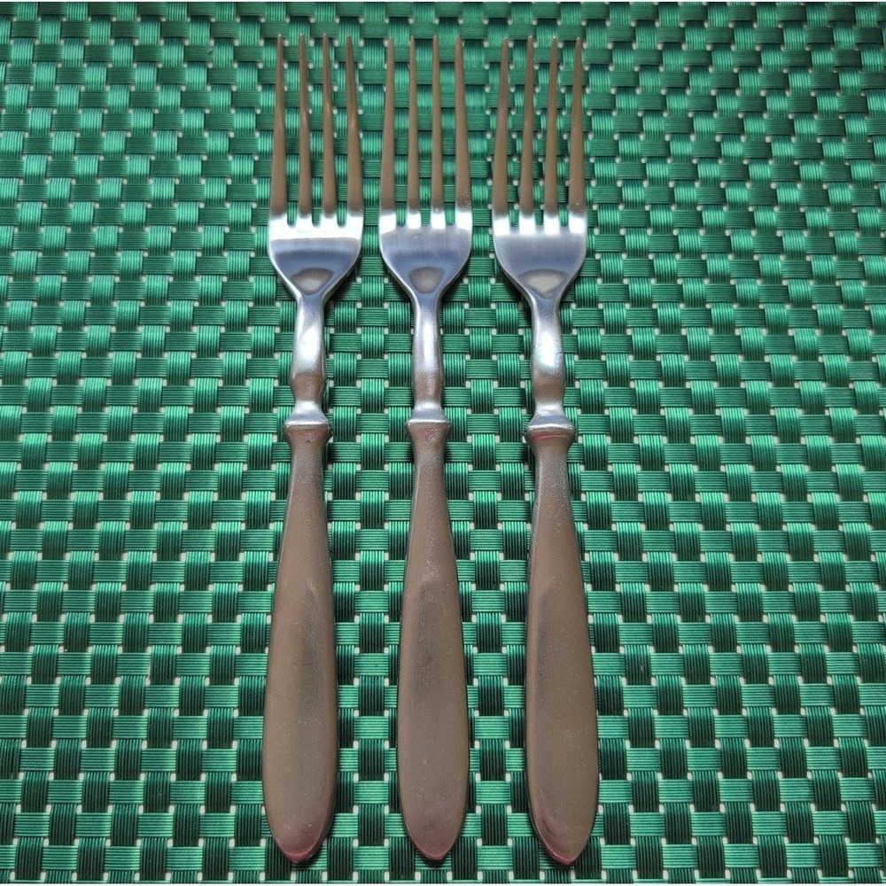 Cambridge TOWNHOUSE Dinner Forks Set Lot of 3 SATIN Stainless Bistro Style VTG